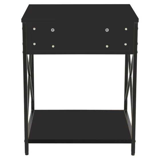 Noptiera Nordic,  48x40x60 cm, Metal/Pal Melaminat, Negru/Negru picture - 7