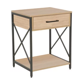 Noptiera Nordic,  48x40x60 cm, Metal/Pal Melaminat, Negru/Stejar Natur