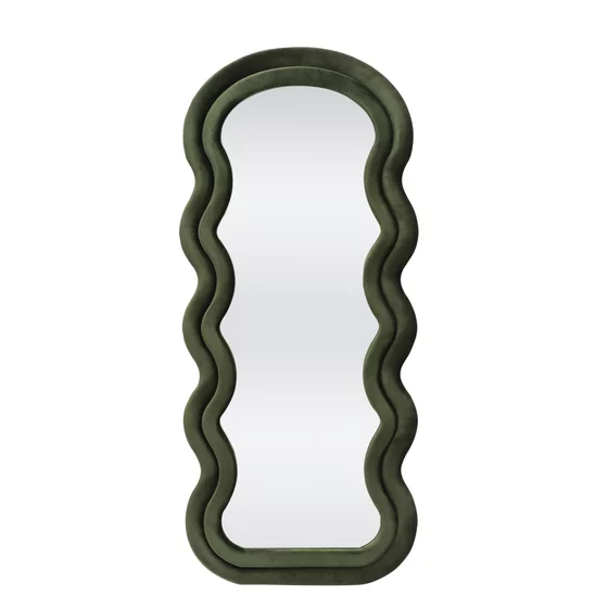 Oglinda Decorativa Helg 100, 70x3x160 cm, Rama MDF Tapitata cu Catifea, Verde Olive picture - 1