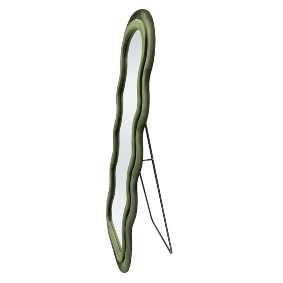 Oglinda Decorativa Helg 100, 70x3x160 cm, Rama MDF Tapitata cu Catifea, Verde Olive picture - 2
