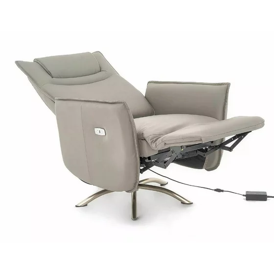 Fotoliu cu Recliner Electric Notos, 72x83-160x116 cm, Piele Sintetica, Gri picture - 2