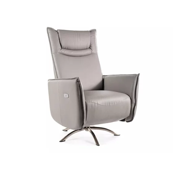 Fotoliu cu Recliner Electric Notos, 72x83-160x116 cm, Piele Sintetica, Gri picture - 1