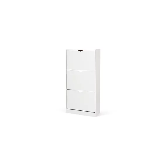 Pantofar Corry, 3 sertare, 60x24x118 cm, Pal Melaminat/MDF, Alb Mat picture - 2