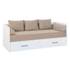 Pat cu Sertar, Perne si Saltea Timber, 80-160x200 cm, Pal Melaminat - Alb Lucios - picture - 1