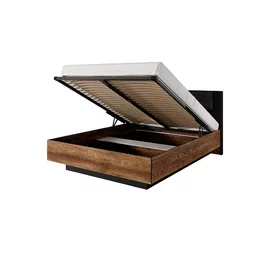 Pat Cu Somiera Rabatabila Milton, 160x200 cm, Nuc/Antracit