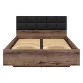 Pat Kingsley B1 Cu Somiera Rabatabila, 180x200 cm, Pal Melaminat/Captai Tapitat, Stejar Monasterry/Negru