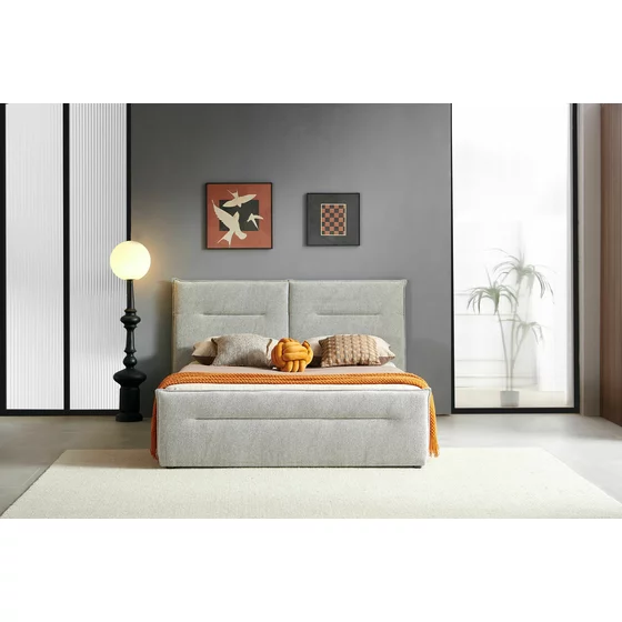 Pat Tapitat Aura, 160x200 cm, Stofa, Gri Deschis picture - 1