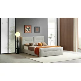 Pat Tapitat Aura, 160x200 cm, Stofa, Gri Deschis