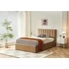 Pat Tapitat cu Somiera Rabatabila, Casablanca, 120/200 cm, Catifea, Beige picture - 1