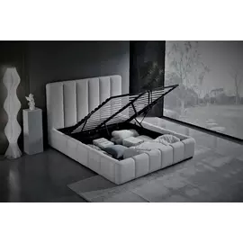 Pat Tapitat cu Somiera Rabatabila Cavallo, 160x200 cm, Gri