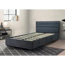 Pat Tapitat cu Somiera Rabatabila Salix, 140x200 cm, Stofa, Gri