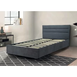 Pat Tapitat cu Somiera Rabatabila Salix, 160x200 cm, Stofa, Gri