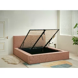 Pat Tapitat cu Somiera Rabatabila, Totti, 160x200 cm, Stofa, Roz Antichizat