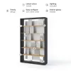 Biblioteca Fitt FP-01, 125x33x210 cm, Pal Melaminat, Grafit/Stejar/Gri Lucios picture - 5