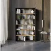 Biblioteca Fitt FP-01, 125x33x210 cm, Pal Melaminat, Grafit/Stejar/Gri Lucios picture - 1
