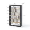 Biblioteca Fitt FP-01, 125x33x210 cm, Pal Melaminat, Grafit/Stejar/Gri Lucios picture - 7