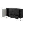 Comoda 3 Sertare + Usa, Lante 138-D3S, 138.2x38x81.2 cm, MDF, Negru picture - 5