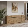 Comoda 4 Usi + 4 Sertare, Cross,  225x40x75 cm, Pal Melaminat, Stejar Wotan picture - 1