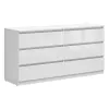 Comoda 6 Sertare Timber, 150x45x75.5 cm, Pal Melaminat,  Alb Lucios picture - 1