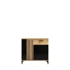 Comoda Aris AS2, 2 Usi + Sertar, 88.5x39x84 cm, Stejar Evoke/Negru Lucios picture - 1
