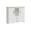 Comoda Loksa, 2 Usi + Usa Sticla + 2 Sertare, 160x43x135 cm, Pal Melaminat, Pin Alb/Stejar Gradson picture - 2