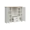 Comoda Loksa, 2 Usi + Usa Sticla + 2 Sertare, 160x43x135 cm, Pal Melaminat, Pin Alb/Stejar Gradson picture - 4