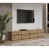 Comoda TV 4 Usi Rabatabile + 4 Sertare, Cross,  225x40x48 cm, Pal Melaminat, Stejar Wotan picture - 1