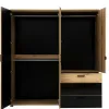 Dulap Aris, 4 Usi + 3 Sertare - AS11, 187.5x54.5x205.5 cm, Stejar Evoke/Negru Lucios picture - 2