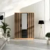Dulap Bali Lux D3, 3 Usi + 3 Sertare,  149x57.5x200 cm, STEJAR WOTAN/NEGRU picture - 1