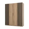 Dulap KAJA 4 Usi - EV/EV-BL 2LAM 2F, 200x61.9x239 cm, Stejar Evoke/Stejar Evoke si Negru picture - 2