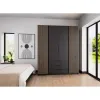 Dulap KAJA 4 Usi + 3 Sertare, BL/BL-EV 2LAM 2F 3S, 200x61.9x239 cm, Negru/Stejar Evoke picture - 1