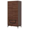 Dulap Vero 4 Usi VR09, 92x53.5x198 h cm, Pal Melaminat/MDF, Nuc Inchis picture - 3