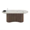 Masa Dining cu riflaje OSCAR 200, 200x100x76 cm, MDF Nuc/Mola picture - 5