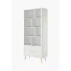 Regal Lante Cu Polite si 2 Sertare, 88.2x38x193.8 cm, MDF, Alb picture - 1
