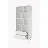 Regal Lante Cu Polite si 2 Sertare, 88.2x38x193.8 cm, MDF, Alb picture - 4