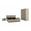 Set Dormitor Cross, Dulap 4 Usi si 2 Sertare 180x60x210 h cm, Pat 160x200 cm, 2 noptiere - 55x40x40 cm, Pal Laminat, Beige Congo/Negru picture - 3
