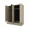 Set Dormitor Cross, Dulap 4 Usi si 2 Sertare 180x60x210 h cm, Pat 160x200 cm, 2 noptiere - 55x40x40 cm, Pal Laminat, Beige Congo/Negru picture - 4