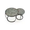 Set Masute de Cafea Hagen 271, Ø62x50 cm, Metal/Piatra Sinterizata, Negru/Verde picture - 4