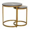 Set Masute de Cafea Nestin, Ø45x48 cm + Ø32x42 cm, Metal/MDF, Auriu/Negru Marmura picture - 3