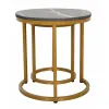 Set Masute de Cafea Nestin, Ø45x48 cm + Ø32x42 cm, Metal/MDF, Auriu/Negru Marmura picture - 4