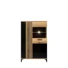 Vitrina Aris AS6, 88.5x39x139 cm, Stejar Evoke/Negru Lucios picture - 1