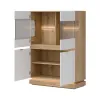Vitrina Milton 2 Usi ML04, 95x40.5x135 h cm, Pal Melaminat/MDF, Stejar Cremona/Alb Mat picture - 2
