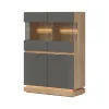 Vitrina Milton 2 Usi ML04, 95x40.5x135 h cm, Pal Melaminat/MDF, Stejar Cremona/Gri picture - 1