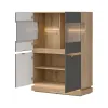 Vitrina Milton 2 Usi ML04, 95x40.5x135 h cm, Pal Melaminat/MDF, Stejar Cremona/Gri picture - 2
