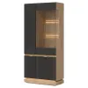Vitrina Milton ML06, 88.5x40.5x193.5 h cm, Pal Melaminat/MDF, Stejar Cremona/Antracit picture - 1
