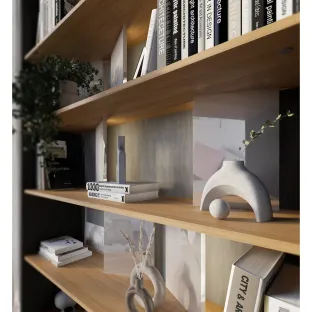 Biblioteca Fitt FP-01, 125x33x210 cm, Pal Melaminat, Grafit/Stejar/Gri Lucios