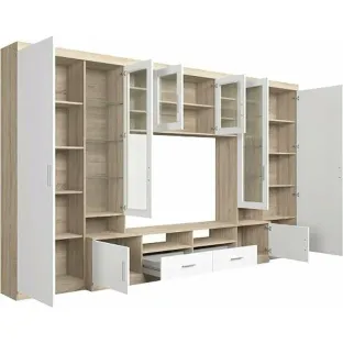 Biblioteca Paris, 340x44x197.5 h cm, Pal Melaminat, Stejar Sonoma