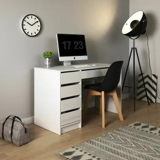 Birou Ada cu Sertare, 120x55x75 h cm, Pal Melaminat, Alb