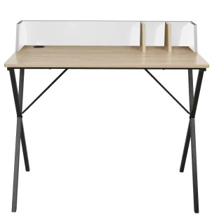 Birou Ivra, 90x50x85 CM, Metal/Pal Melaminat, Alb/Stejar