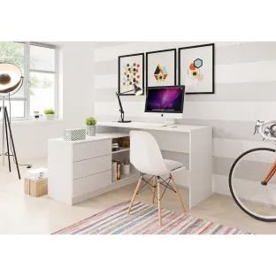 Birou Teo, 138.2x50.4x76 cm, Alb Mat
